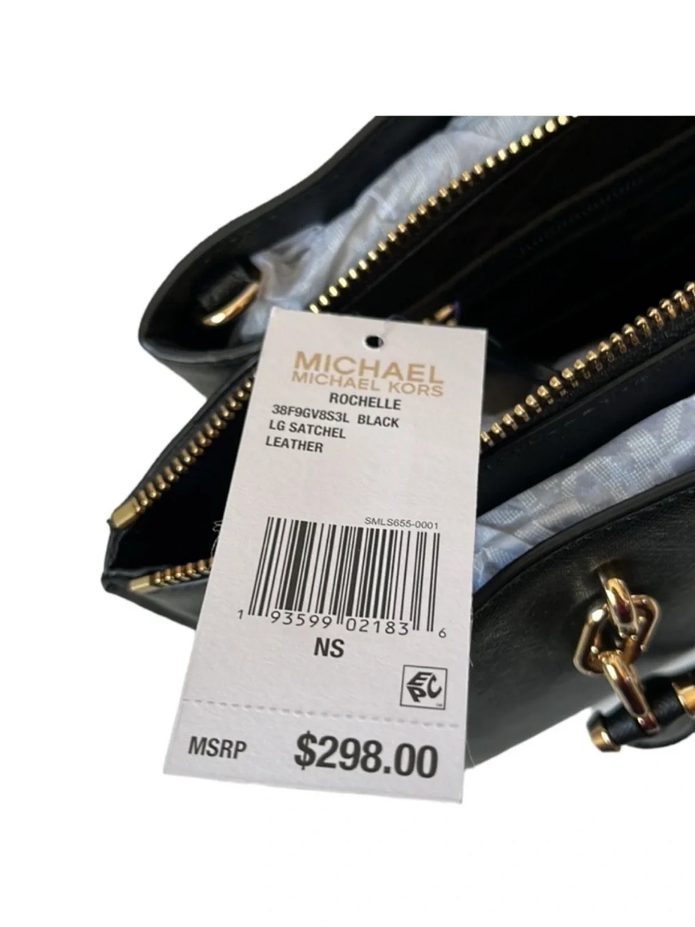 Michael Kors Black Leather Satchel Crossbody Bag QVC Exclusive NWT - Picture 10 of 13